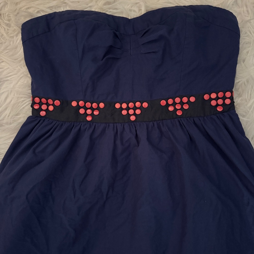Anthropologie Floreat Fairy Cake Blue Strapless Dress | sz 6
